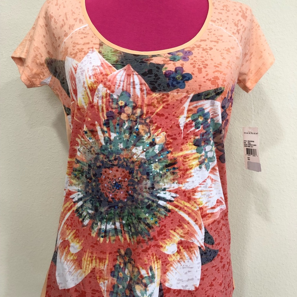 Hannah NWT shirt high and low embellished S